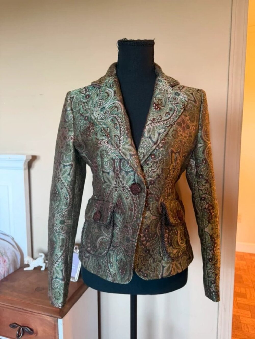 Hanna & Gracie Paisley Brocade Blazer